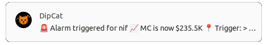 Notification from DipCat Telegram Price Alert Bot